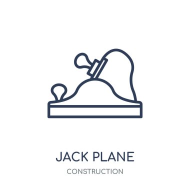 Jack Uçak simgesi. Jack Uçak doğrusal sembolü tasarım inşaat koleksiyonundan. Beyaz arka plan üzerinde basit anahat öğesi vektör çizim.