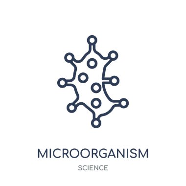 Mikroorganizma simgesi. Mikroorganizma doğrusal sembolü tasarım bilim koleksiyonundan. Beyaz arka plan üzerinde basit anahat öğesi vektör çizim.