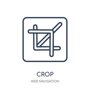 Kırpma simgesi. Kırpma doğrusal sembolü tasarım Web gezinti koleksiyonundan. Beyaz arka plan üzerinde basit anahat öğesi vektör çizim.