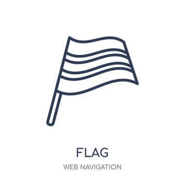 Bayrak simgesi. Doğrusal sembolü tasarım Web gezinti koleksiyonundan bayrak. Beyaz arka plan üzerinde basit anahat öğesi vektör çizim.