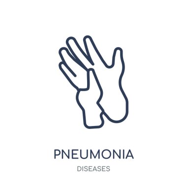 pnömoni simgesi. pnömoni doğrusal sembolü tasarım hastalıkları koleksiyonundan. Beyaz arka plan üzerinde basit anahat öğesi vektör çizim.