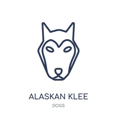Alaskan Klee Kai köpek simgesi. Alaskan Klee Kai köpek doğrusal sembolü tasarım köpekler koleksiyonundan. Beyaz arka plan üzerinde basit anahat öğesi vektör çizim.
