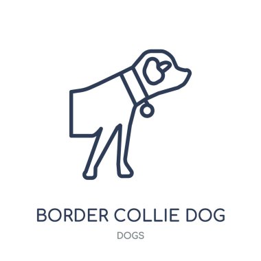 Kenar kömür ocağı köpek simgesi. Kenar kömür ocağı köpek doğrusal sembolü tasarım köpekler koleksiyonundan. Beyaz arka plan üzerinde basit anahat öğesi vektör çizim.