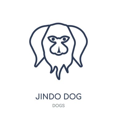 Jindo köpek simgesi. Jindo köpek doğrusal sembolü tasarım köpekler koleksiyonundan. Beyaz arka plan üzerinde basit anahat öğesi vektör çizim.