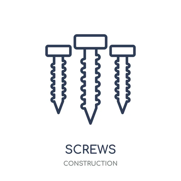 Ikona Śruby Projekt Symbol Liniowy Śruby Kolekcji Construction Proste Konspektu — Wektor stockowy