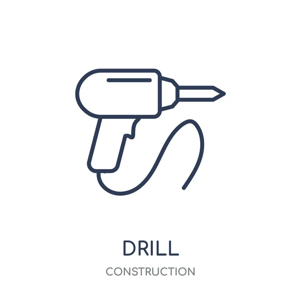 Drill Icon Drill Linear Symbol Design Construction Collection Simple Outline — Stock Vector