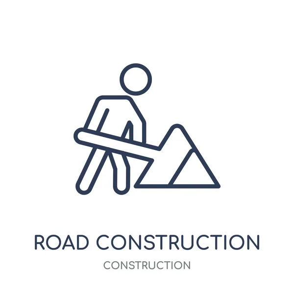 Road Construction Icon Road Construction Linear Symbol Design Construction Collection — Stock Vector