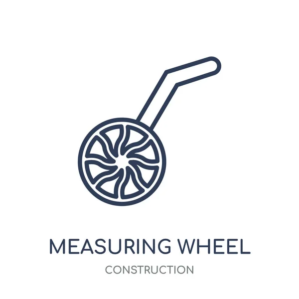 测量轮图标 从施工集合中测量车轮线性符号设计 简单的大纲元素向量例证在白色背景 — 图库矢量图片
