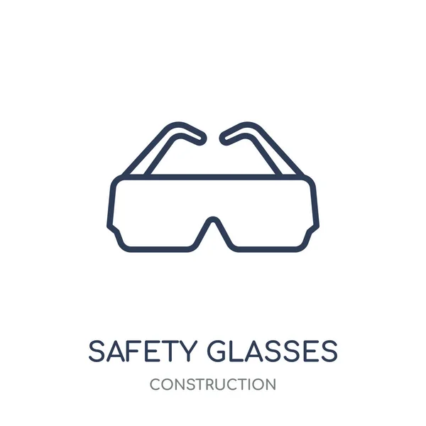 安全メガネ アイコン 安全メガネ コレクション構築から線形シンボル デザイン 白い背景の上の簡単なアウトライン要素ベクトル図 — ストックベクタ