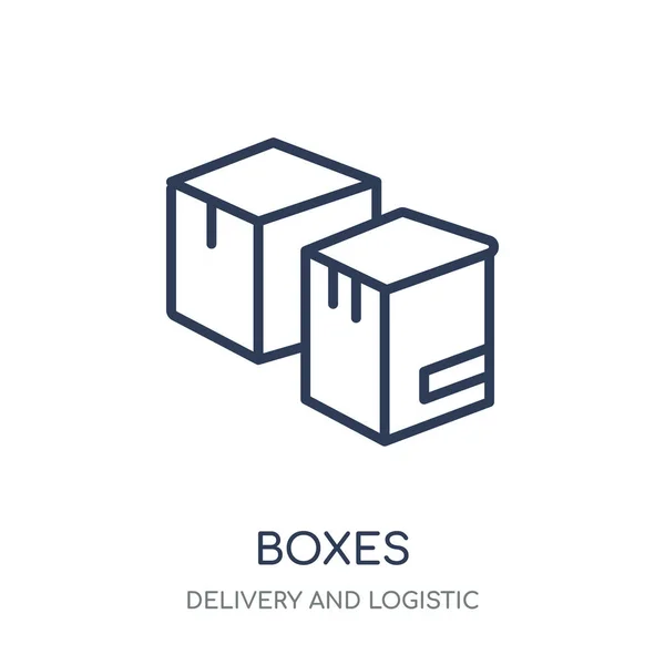 Boxen Symbol Lineares Symboldesign Der Boxen Lieferung Und Logistischer Abholung — Stockvektor