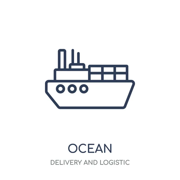 Ocean Transport Ikonen Ocean Transport Linjär Symbol Design Från Leverans — Stock vektor