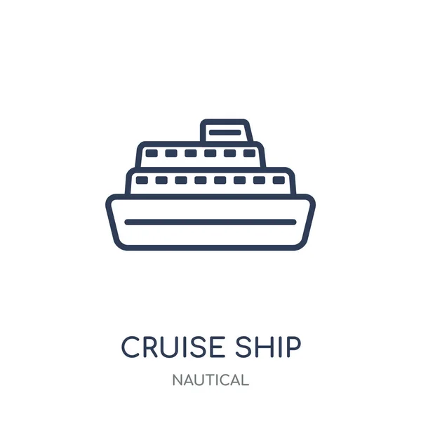 Cruise Gemi Simgesi Gemi Doğrusal Sembolü Tasarım Deniz Koleksiyonundan Cruise — Stok Vektör