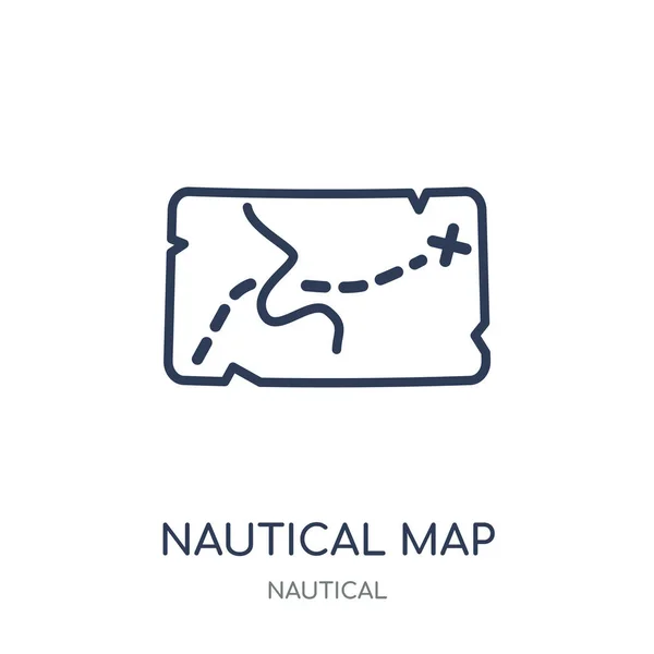 Ícone Mapa Náutico Desenho Símbolo Linear Mapa Náutico Coleção Náutica — Vetor de Stock