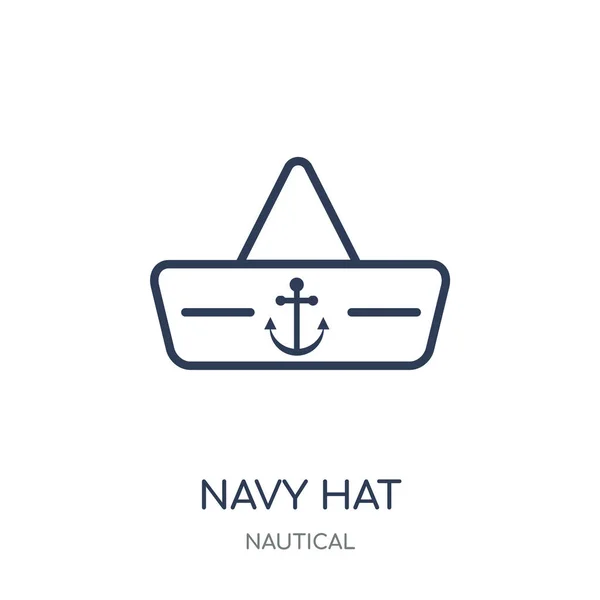 Ícone Chapéu Marinha Desenho Símbolo Linear Navy Hat Coleção Náutica — Vetor de Stock