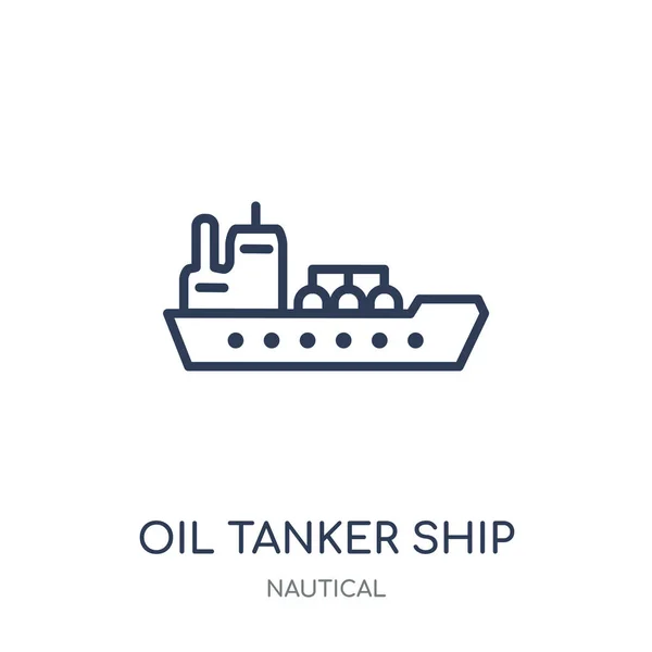 Oil Tanker ship icon. Oil Tanker ship linear symbol design from Nautical collection. Simple outline element vector illustration on white background.