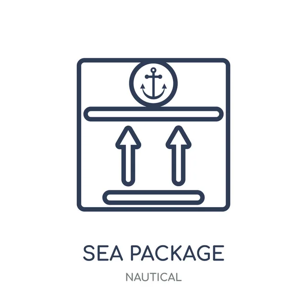 Deniz Paket Simgesi Deniz Paket Doğrusal Sembol Tasarımı Deniz Koleksiyonundan — Stok Vektör