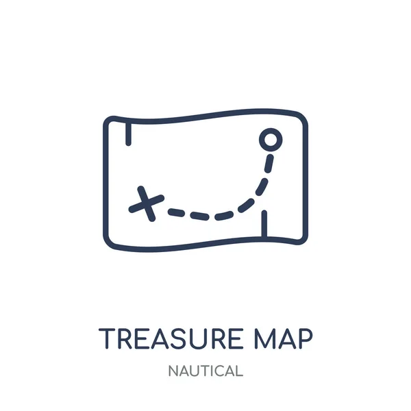 Hazine Harita Simgesi Harita Doğrusal Sembolü Tasarım Deniz Koleksiyonundan Hazine — Stok Vektör