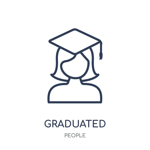 Icono Graduado Diseño Símbolo Lineal Graduado Colección People Esquema Simple — Vector de stock