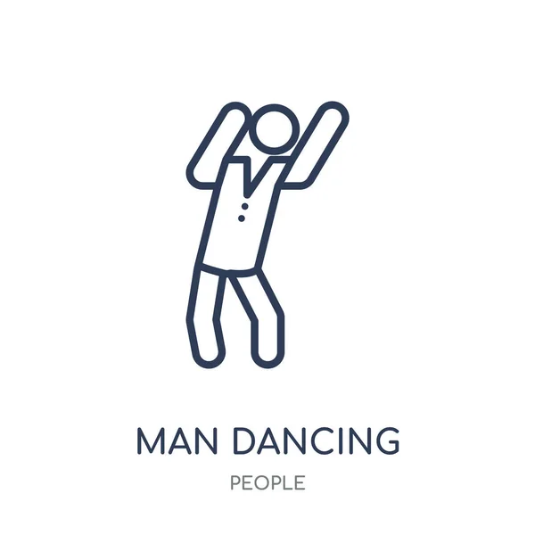 Hombre Bailando Icono Diseño Símbolo Lineal Man Dancing Colección People — Vector de stock