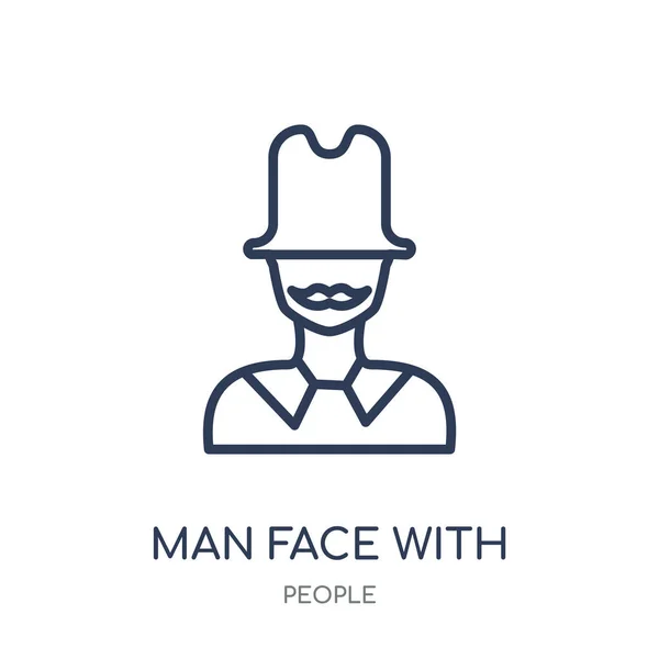 Visage Homme Avec Icône Chapeau Haut Forme Visage Homme Avec — Image vectorielle