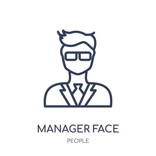 Icono Cara Administrador Manager Diseño Símbolos Lineales Colección People Esquema — Vector de stock