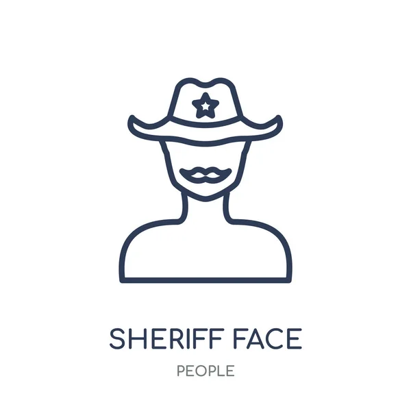 Sheriff Gezicht Pictogram Sheriff Gezicht Lineaire Symbool Ontwerp Uit Mensen — Stockvector