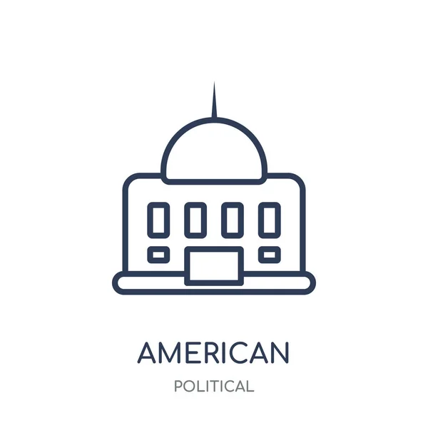 美国政府建筑图标 美国政府建筑线性符号设计从政治收藏 简单的大纲元素向量例证在白色背景 — 图库矢量图片