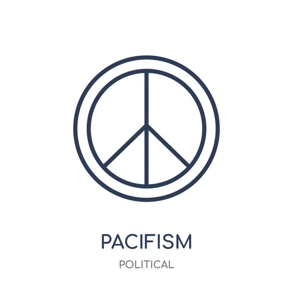 平和主義アイコン 政治的なコレクションから平和主義線形シンボル デザイン 白い背景の上の簡単なアウトライン要素ベクトル図 — ストックベクタ