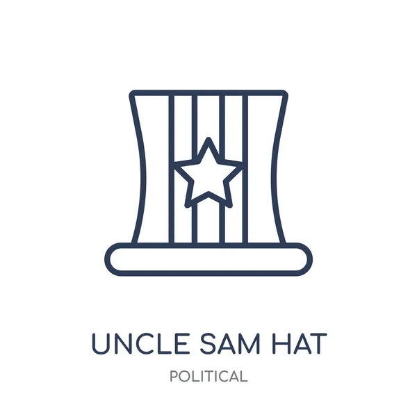 山姆大叔帽子图标 山姆大叔帽子线性符号设计从政治收藏 简单的大纲元素向量例证在白色背景 — 图库矢量图片