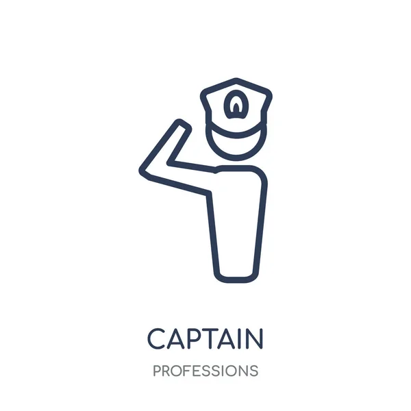 Capitán Icono Capitán Diseño Símbolo Lineal Colección Professions Esquema Simple — Vector de stock