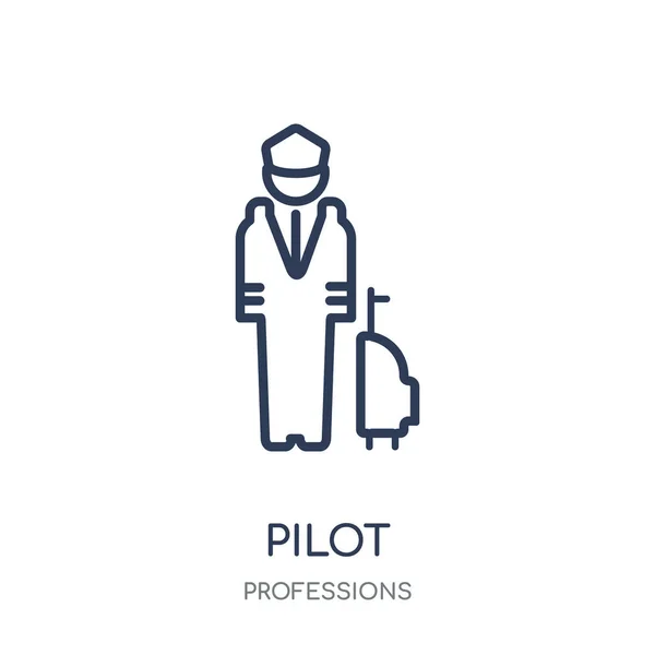 Pilot Pictogram Pilot Lineaire Symbool Ontwerp Uit Beroepen Collectie Eenvoudig — Stockvector