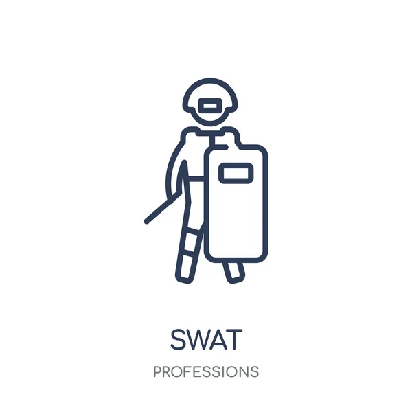 Icono Swat Swat Diseño Símbolo Lineal Colección Professions Esquema Simple — Vector de stock