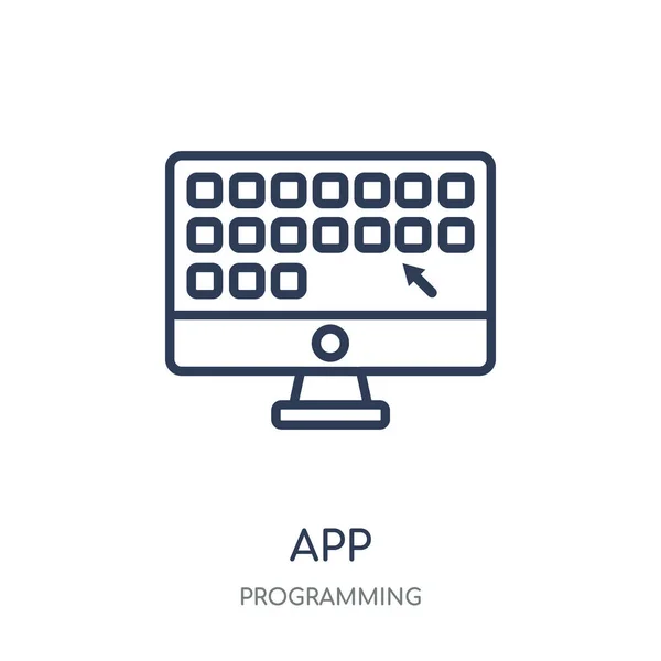 Icona Dell App Design Simboli Lineari App Della Collezione Programming — Vettoriale Stock