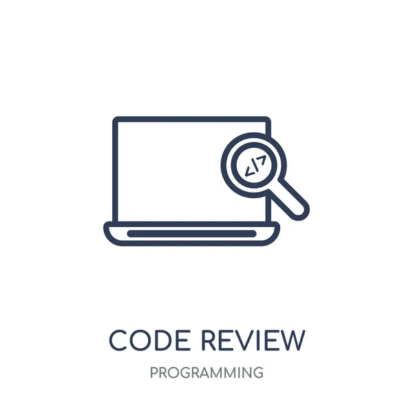 Icône Revue Code Revue Code Conception Symboles Linéaires Collection Programmation — Image vectorielle