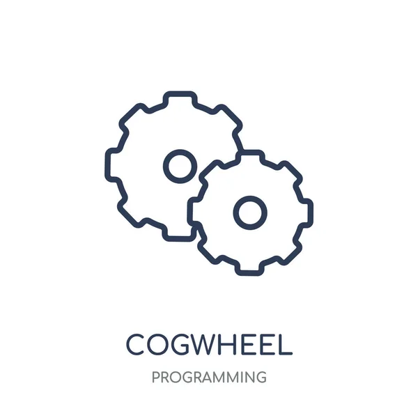 Cog轮图标 从编程集合开始的齿轮线性符号设计 简单的大纲元素向量例证在白色背景 — 图库矢量图片