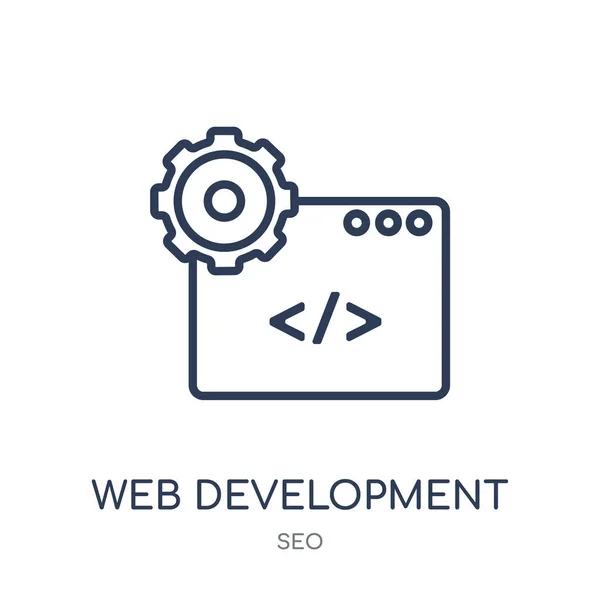 Web 开发图标 网页开发线性符号设计从 Seo 简单的大纲元素向量例证在白色背景 — 图库矢量图片