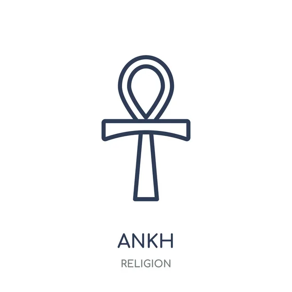 安克图标 Ankh 线性符号设计从宗教收藏 简单的大纲元素向量例证在白色背景 — 图库矢量图片
