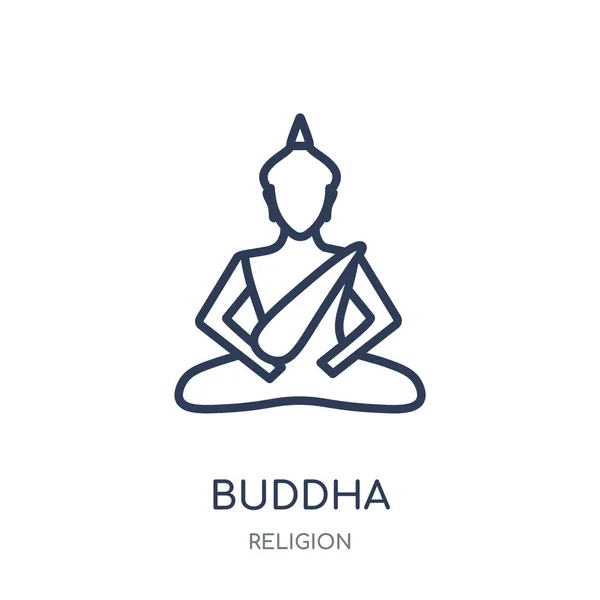 Icône Bouddha Bouddha Conception Symboles Linéaires Collection Religion Illustration Vectorielle — Image vectorielle
