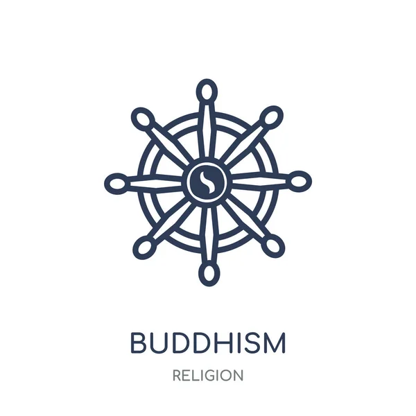 Buddhism Icon Buddhism Linear Symbol Design Religion Collection Simple Outline — Stock Vector