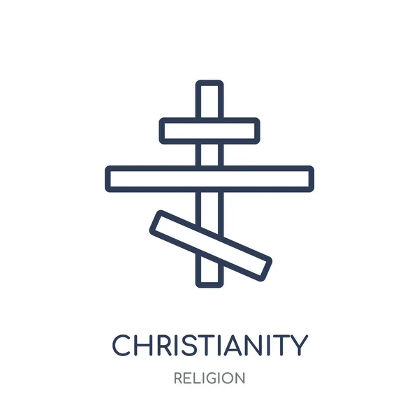 Icono Del Cristianismo Cristianismo Diseño Símbolo Lineal Colección Religión Esquema — Vector de stock