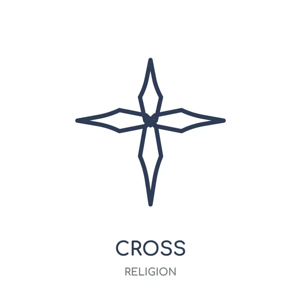 Cross Ikona Krzyż Symbol Liniowy Projekt Kolekcji Religii Proste Konspektu — Wektor stockowy