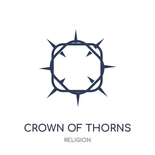 Korona Cierniowa Ikona Korona Ciernie Symbol Liniowy Wzór Kolekcji Religii — Wektor stockowy