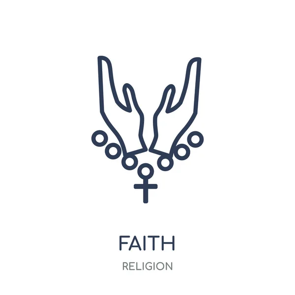 信仰のアイコン 信仰宗教のコレクションから線形シンボル デザイン 白い背景の上の簡単なアウトライン要素ベクトル図 — ストックベクタ