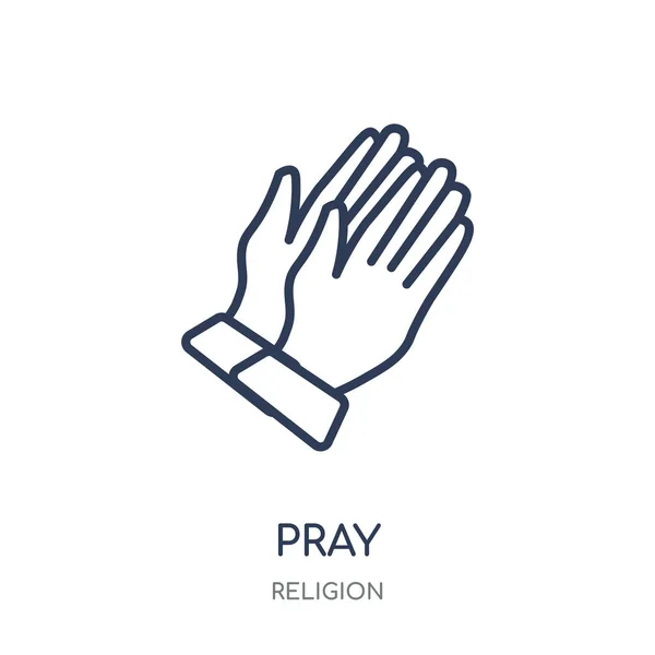 Módlcie Się Ikona Pray Projekt Symbol Liniowy Kolekcji Religii Proste — Wektor stockowy