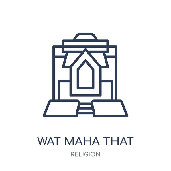 Wat Maha Dat Pictogram Wat Maha Dat Lineaire Symbool Ontwerpen — Stockvector