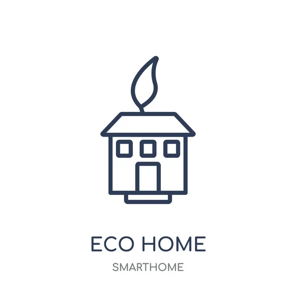 Eco Knop Thuis Eco Home Lineaire Symbool Ontwerp Uit Smarthome — Stockvector
