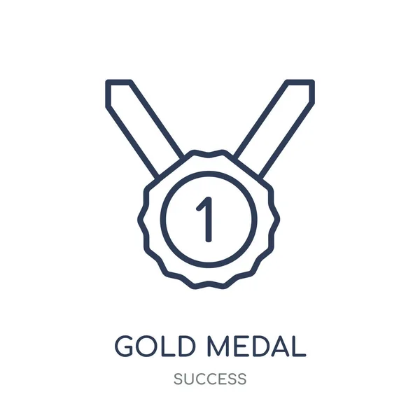 Złoty Medal Ikona Złoty Medal Projekt Symbol Liniowy Kolekcji Sukcesu — Wektor stockowy