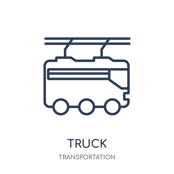 Vrachtwagen Pictogram Vrachtwagen Lineaire Symbool Ontwerp Uit Vervoer Collectie — Stockvector