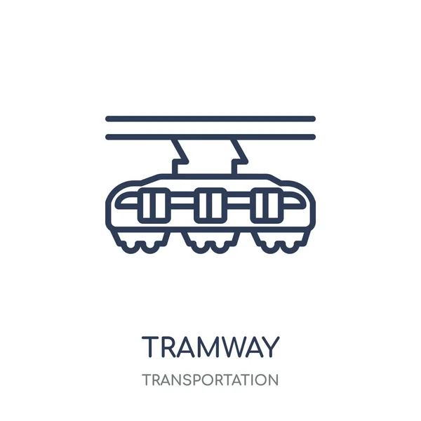 Straßenbahnsymbol Lineares Symboldesign Der Straßenbahn Aus Der Transport Sammlung — Stockvektor