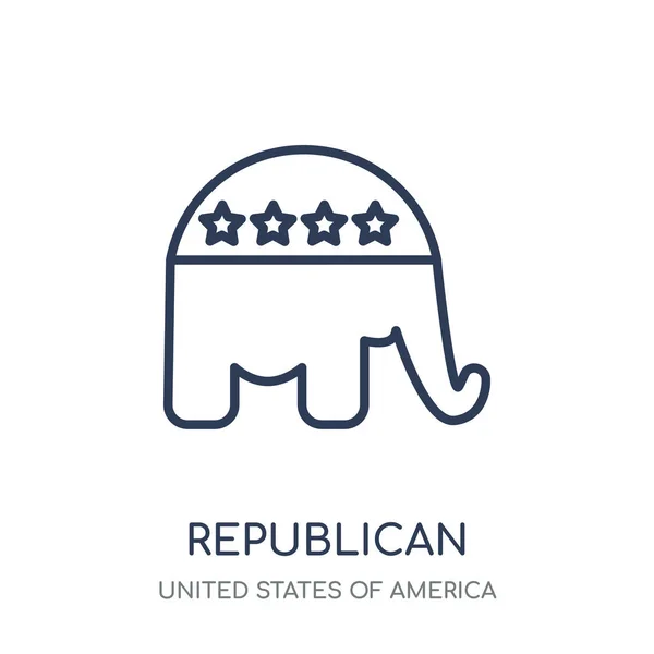 共和党のアイコン アメリカ合衆国のコレクションからの共和党の線形シンボル デザイン 白い背景の上の簡単なアウトライン要素ベクトル図 — ストックベクタ
